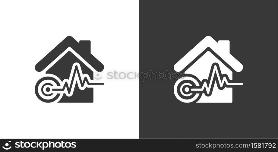 Earthquake. Isolated icon on black and white background. Weather glyph vector illustration