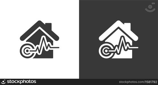 Earthquake. Isolated icon on black and white background. Weather glyph vector illustration
