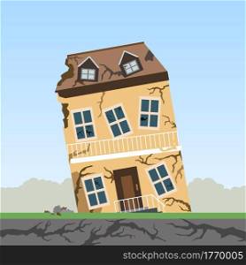 Earthquake , Natural disasters , The remains of a building after the earthquake, Vector Illustration