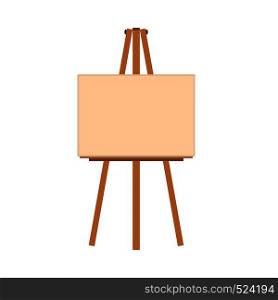 Easel art illustration vector flat icon. Artist canvas blank frame board. Paint stand wooden equipment tripod front view cartoon