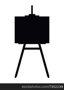 Easel black silhouette, art school item for artists and creative people, vector illustration isolated on white background. Easel Black Silhouette Object Vector Illustration