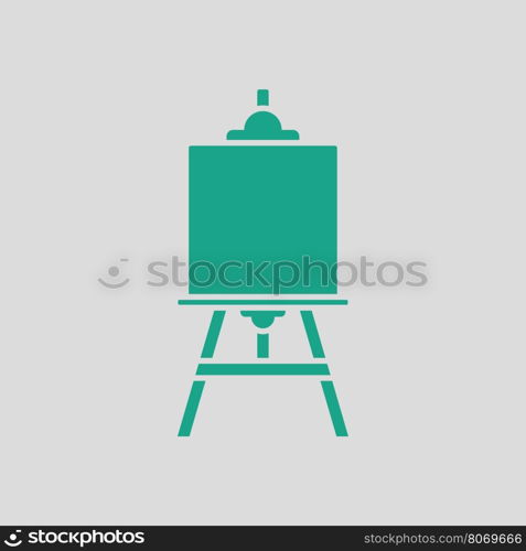 Easel icon. Gray background with green. Vector illustration.