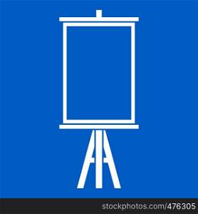 Easel icon white isolated on blue background vector illustration. Easel icon white