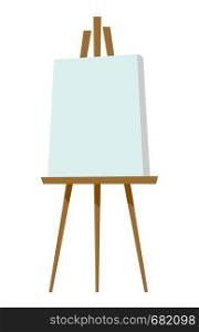 Easel with blank canvas vector cartoon illustration isolated on white background.. Easel with blank canvas vector illustration.