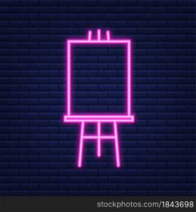 Easels with Mock Up Empty Blank Square. Neon icon. Vector illustration. Easels with Mock Up Empty Blank Square. Neon icon. Vector illustration.