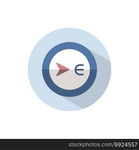 East direction. Flat color icon on a circle. Weather vector illustration