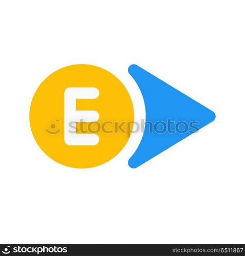 east direction, icon on isolated background