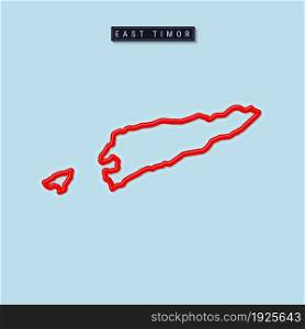 East Timor bold outline map. Glossy red border with soft shadow. Country name plate. Vector illustration.. East Timor bold outline map. Vector illustration