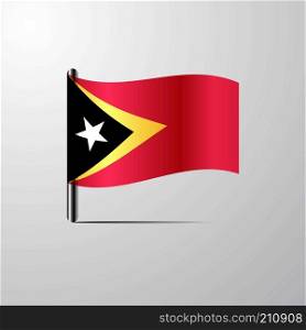 East Timor waving Shiny Flag design vector