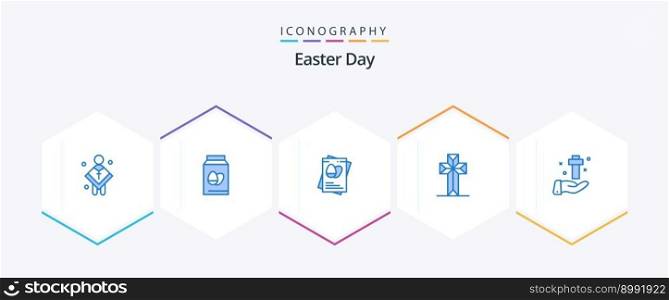 Easter 25 Blue icon pack including hand. cross. holiday. christian. easter
