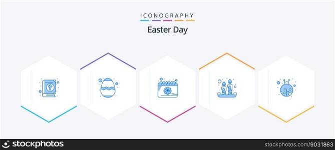Easter 25 Blue icon pack including lady bug. light. calendar. spring. candles