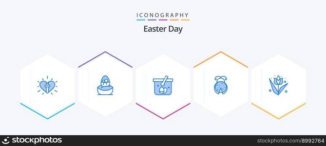 Easter 25 Blue icon pack including spring. insect. egg. bug. egg