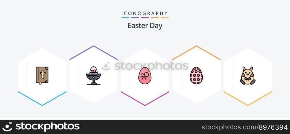 Easter 25 FilledLine icon pack including chicken. easter egg. food. easter. nature