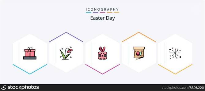 Easter 25 FilledLine icon pack including holiday. holiday. bynny. easter. egg