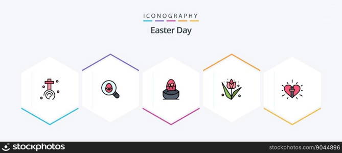 Easter 25 FilledLine icon pack including love. flower. gift. easter. food