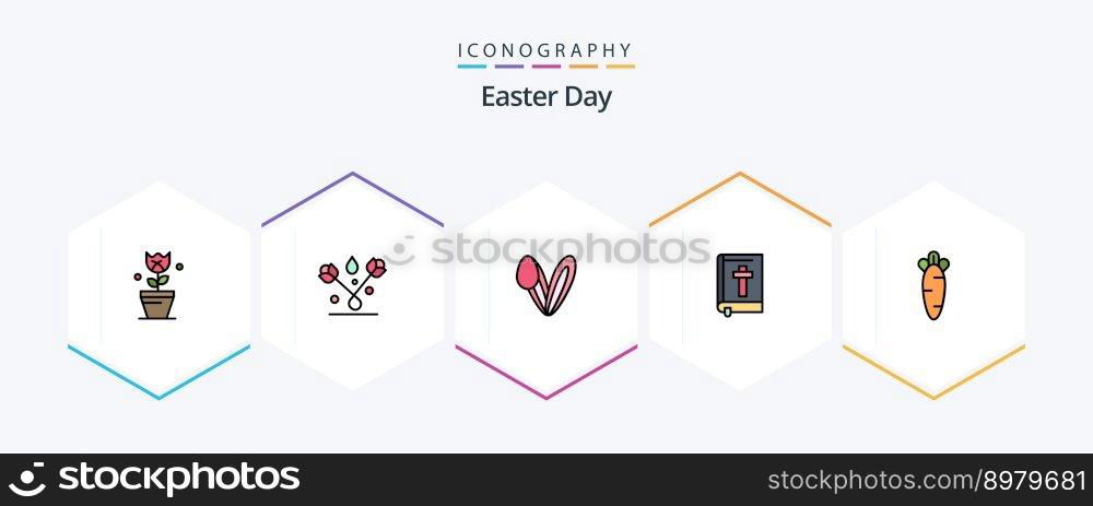 Easter 25 FilledLine icon pack including . nature. bible. easter. carrot