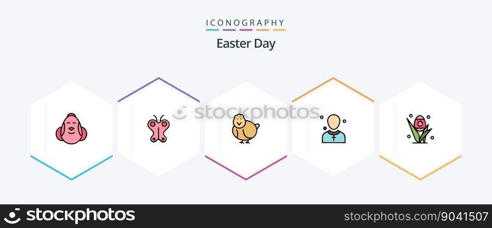 Easter 25 FilledLine icon pack including preacher. male. nature. church. happy