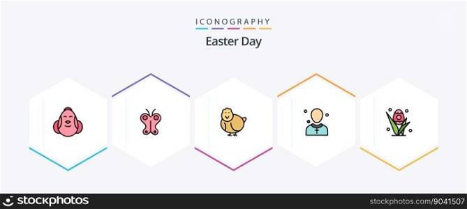 Easter 25 FilledLine icon pack including preacher. male. nature. church. happy