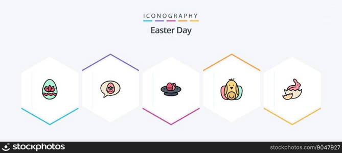 Easter 25 FilledLine icon pack including robbit. robbit. bowl. baby. nest