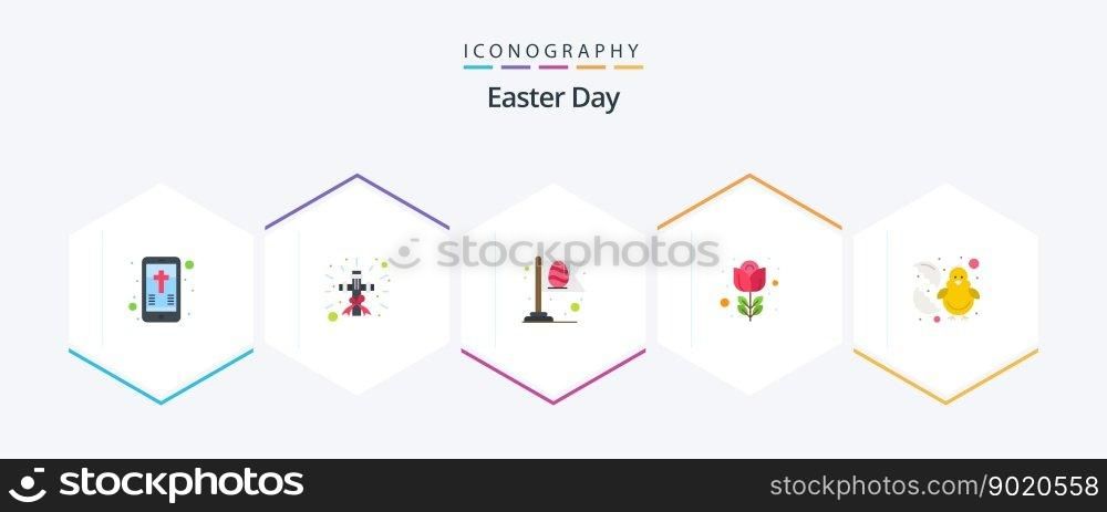 Easter 25 Flat icon pack including chicken. rose. flag. nature. easter
