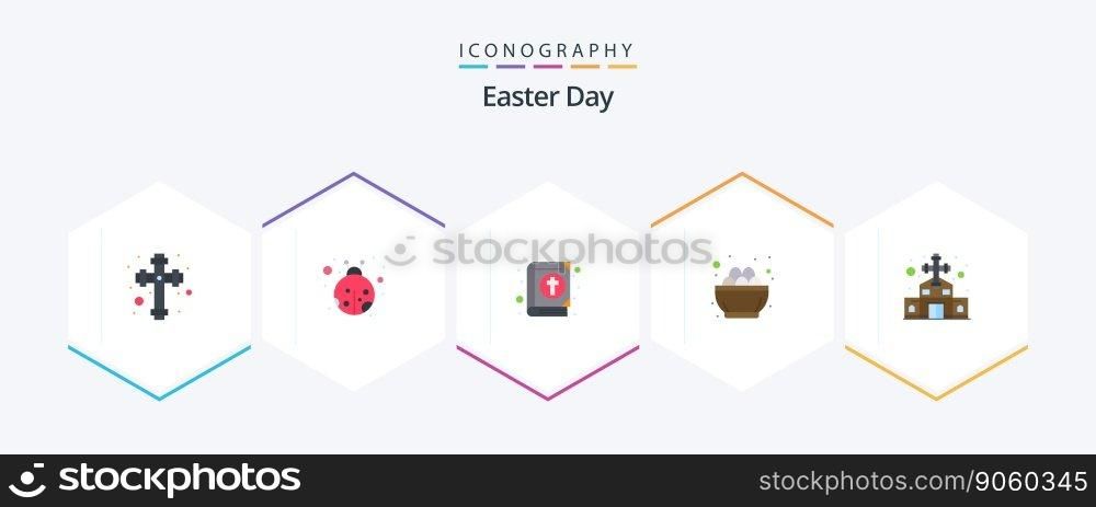 Easter 25 Flat icon pack including church. building. easter. nest. easter
