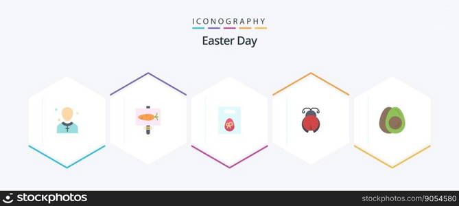 Easter 25 Flat icon pack including egg. ladybug. holiday. insect. easter