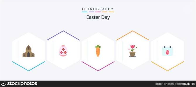 Easter 25 Flat icon pack including egg. tulip. carrot. plant. decoration