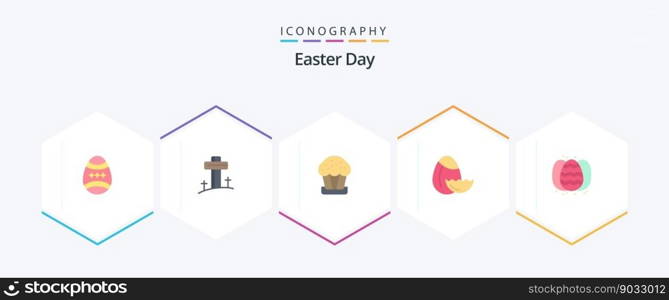 Easter 25 Flat icon pack including robbit. egg. cake. easter. egg