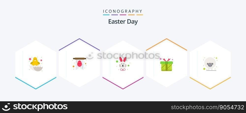 Easter 25 Flat icon pack including sheep. easter. easter. box. present