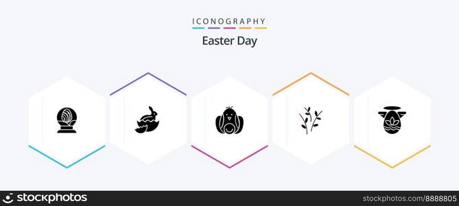 Easter 25 Glyph icon pack including celebration. nature. chicken. easter. buds