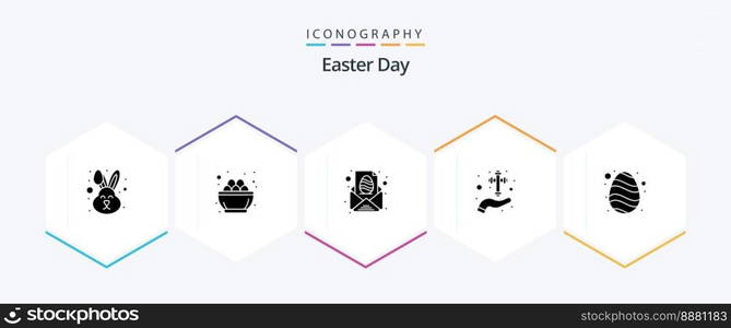 Easter 25 Glyph icon pack including christian. hand. nest. care. message