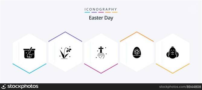 Easter 25 Glyph icon pack including egg. flower. celebration. easter. egg