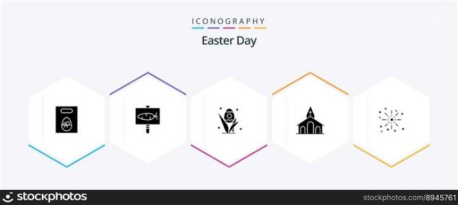 Easter 25 Glyph icon pack including fire. cross. egg. christian. church