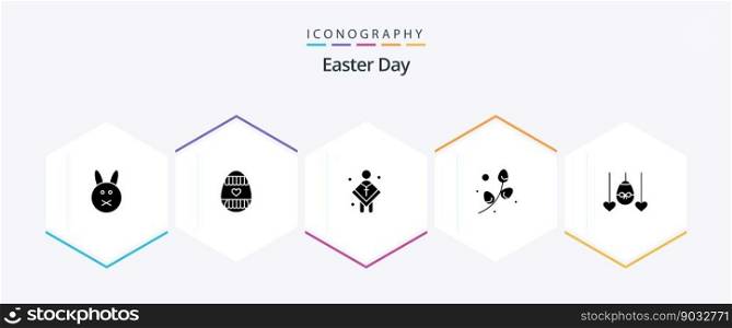 Easter 25 Glyph icon pack including heart. holiday. church. easter. plent