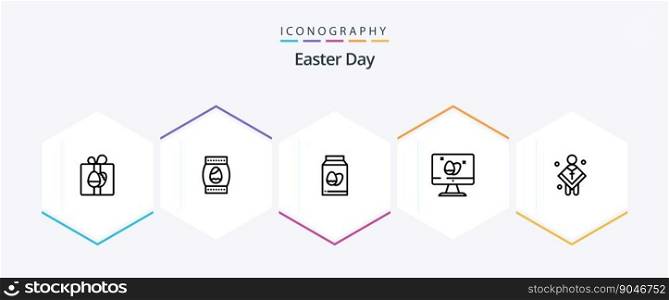 Easter 25 Line icon pack including . man. monitor. male. christian