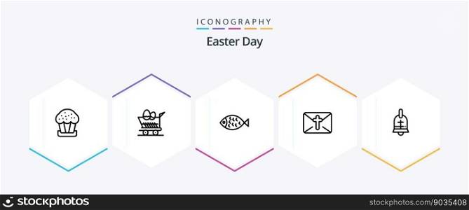 Easter 25 Line icon pack including ring. easter. fish. holiday. massege