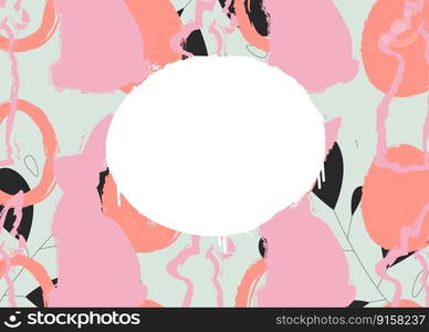 Easter Background Poster with rabbits and eggs. Elegant Holiday backdrop design. Painted bunny and egg. Minimal template in pastel colors.