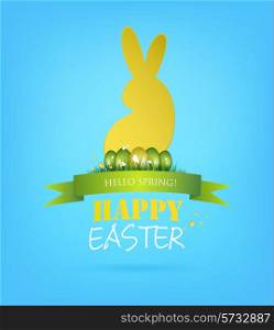 Easter Background With Bunny, Egg And Title Inscription