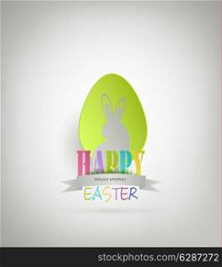 Easter Background With Bunny, Egg And Title Inscription
