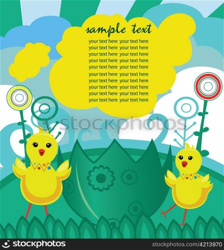 easter background with chickens vector illustration