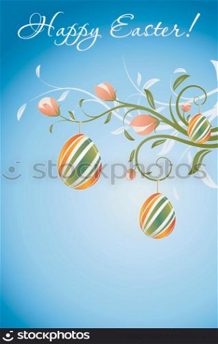 Easter Background with Decorated Eggs