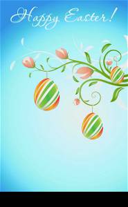 Easter Background with Decorated Eggs