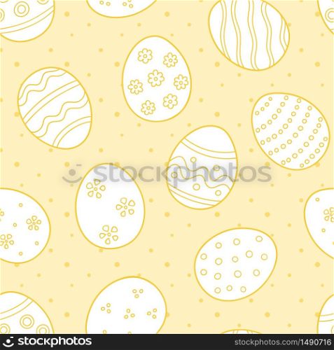 Easter background with decorated eggs. Seamless pattern in doodle style. Hand drawn vector illustration. Easter background with decorated eggs. Seamless pattern in doodle style. Hand drawn