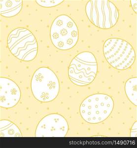 Easter background with decorated eggs. Seamless pattern in doodle style. Hand drawn vector illustration. Easter background with decorated eggs. Seamless pattern in doodle style. Hand drawn