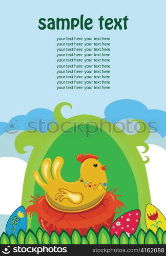 easter background with hen vector illustration