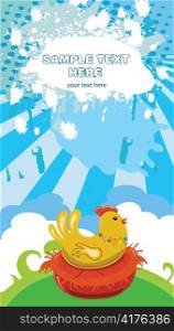 easter background with hen vector illustration