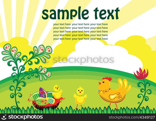 easter background with hen vector illustration