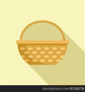 Easter bag icon flat vector. Picnic straw. Natural market. Easter bag icon flat vector. Picnic straw