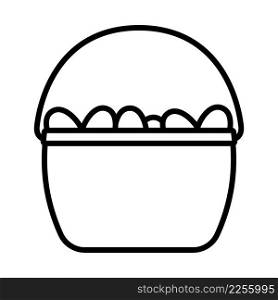 Easter Basket With Eggs Icon. Bold outline design with editable stroke width. Vector Illustration.