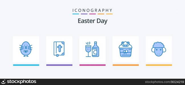 Easter Blue 5 Icon Pack Including easter. flower. glass. easter. gift. Creative Icons Design